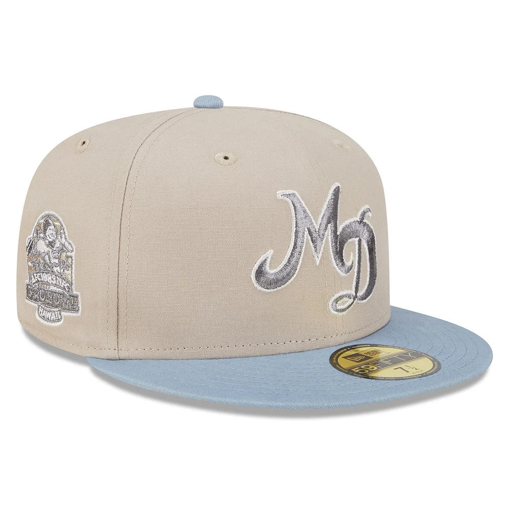 Men's New Era Stone/Light Blue Miami Dolphins City Originals Lifestyle Two-Tone 59FIFTY Fitted Hat