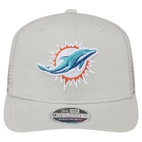 Men's New Era  Stone Miami Dolphins Canvas Trucker 9SEVENTY Stretch-Snap Hat