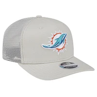 Men's New Era  Stone Miami Dolphins Canvas Trucker 9SEVENTY Stretch-Snap Hat