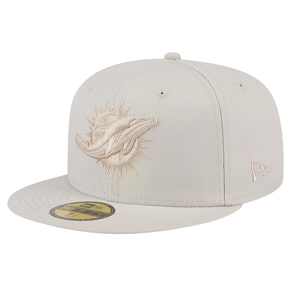 Casquette ajustée 59FIFTY New Era Stone Miami Dolphins Color Pack pour hommes