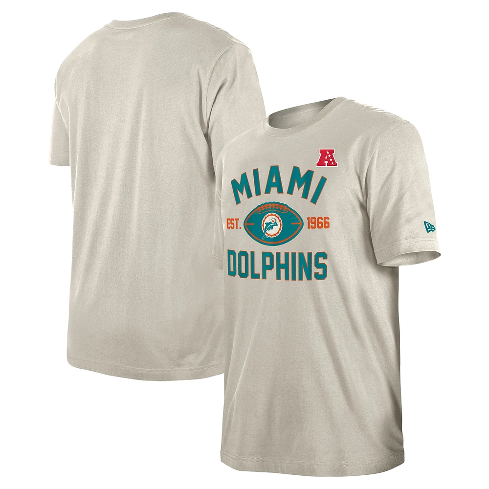 Men's New Era Tan Miami Dolphins 3rd Down Retro Logo T-Shirt