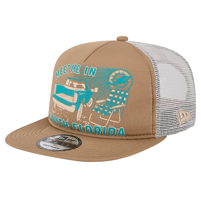 Casquette Snapback 9FIFTY Meet Me des Miami Dolphins New Era pour hommes, beige