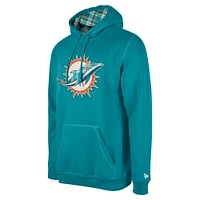 Men's New Era Teal Miami Dolphins 3rd Down Plaid Pullover Hoodie