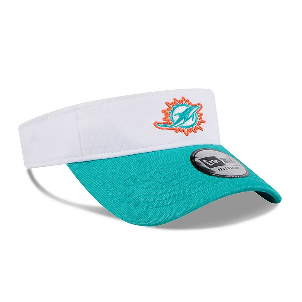 Visière réglable New Era pour hommes, blanc/aqua, Miami Dolphins 2024 NFL Training Camp