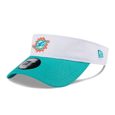 Visière réglable New Era pour hommes, blanc/aqua, Miami Dolphins 2024 NFL Training Camp