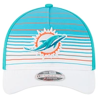 Casquette ajustable New Era blanche/aqua pour homme, modèle Adventure Gradient 9FORTY M-Crown A-Frame des Dolphins de Miami
