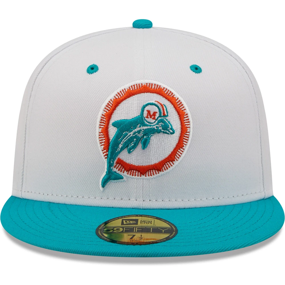 Casquette ajustée New Era Miami Dolphins Flipside 2Tone 59FIFTY pour homme, blanc/aqua