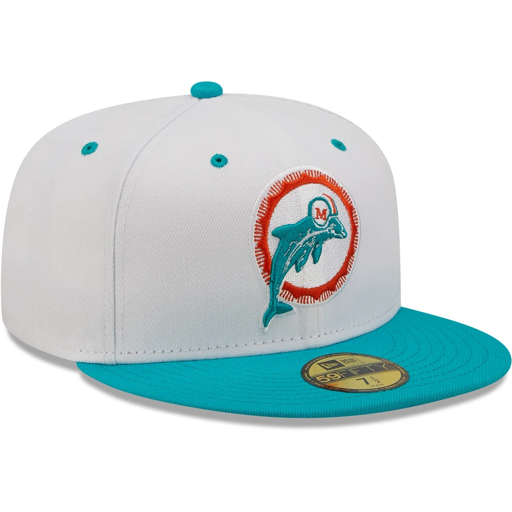 Casquette ajustée New Era Miami Dolphins Flipside 2Tone 59FIFTY pour homme, blanc/aqua