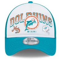 Casquette ajustable 9FORTY avec mot-symbole rétro Miami Dolphins New Era blanc/aqua pour hommes