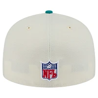 Casquette ajustée New Era 59FIFTY blanche/aqua pour homme des Miami Dolphins