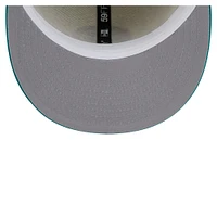Casquette ajustée New Era 59FIFTY blanche/aqua pour homme des Miami Dolphins