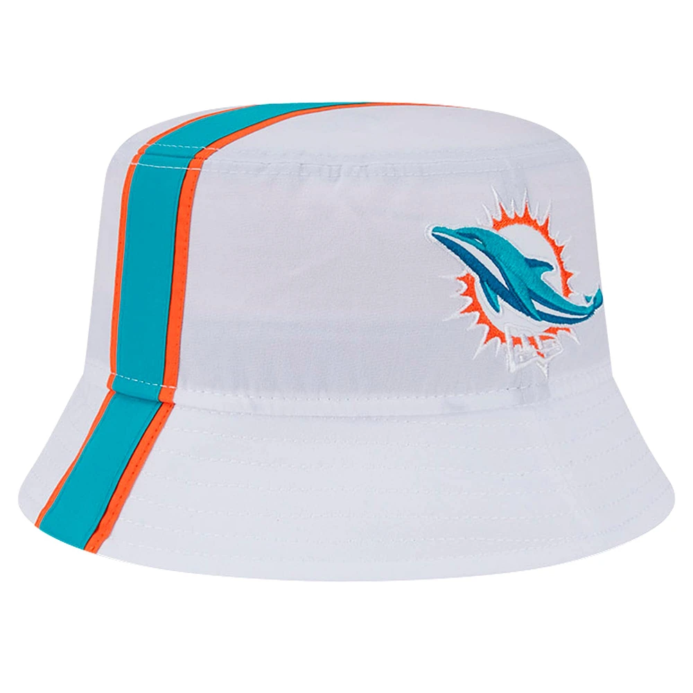 Men's New Era White Miami Dolphins Helmet Bucket Hat