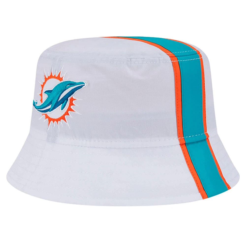 Men's New Era White Miami Dolphins Helmet Bucket Hat