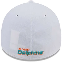 Casquette flexible principale 39THIRTY des Miami Dolphins New Era pour hommes, blanche