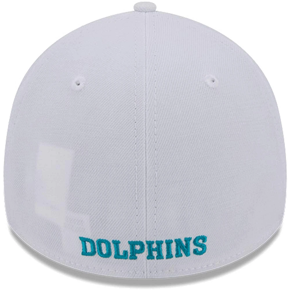 Casquette flexible 39THIRTY Throwback des Miami Dolphins New Era pour hommes, blanche