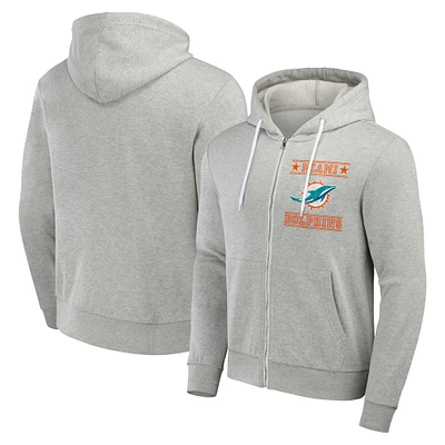 Men's NFL x Darius Rucker Collection by Fanatics Gray Miami Dolphins Full-Zip Hoodie