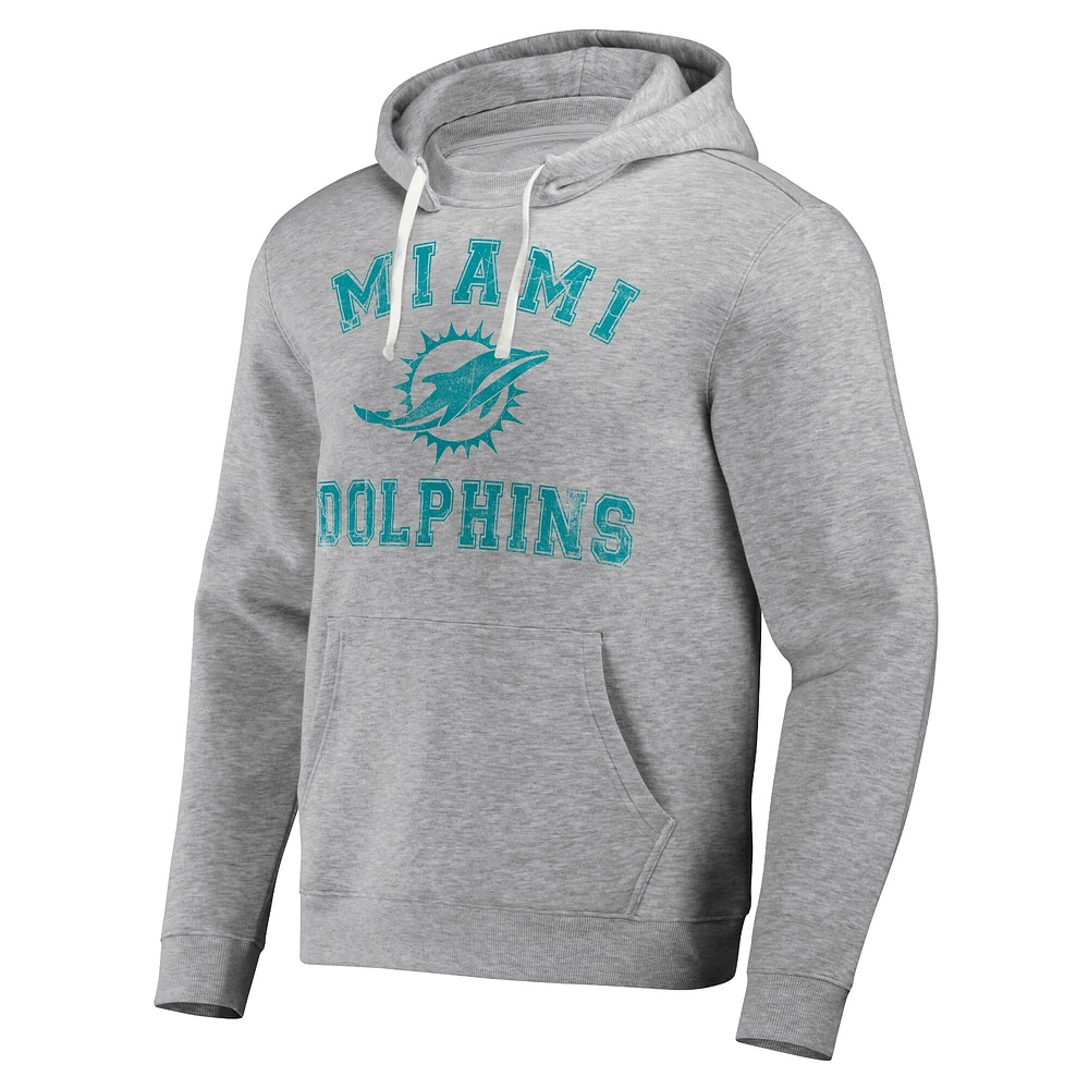 Men's NFL x Darius Rucker Collection by Fanatics Heather Gray Miami Dolphins Coaches Pullover Hoodie