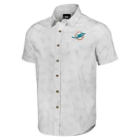 Men's NFL x Darius Rucker Collection by Fanatics White Miami Dolphins Woven Short Sleeve Button Up Shirt