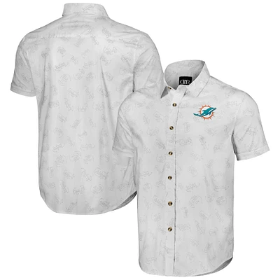 Chemise boutonnée à manches courtes tissée blanche Miami Dolphins pour homme de la collection NFL x Darius Rucker par Fanatics