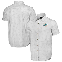 Men's NFL x Darius Rucker Collection by Fanatics White Miami Dolphins Woven Short Sleeve Button Up Shirt