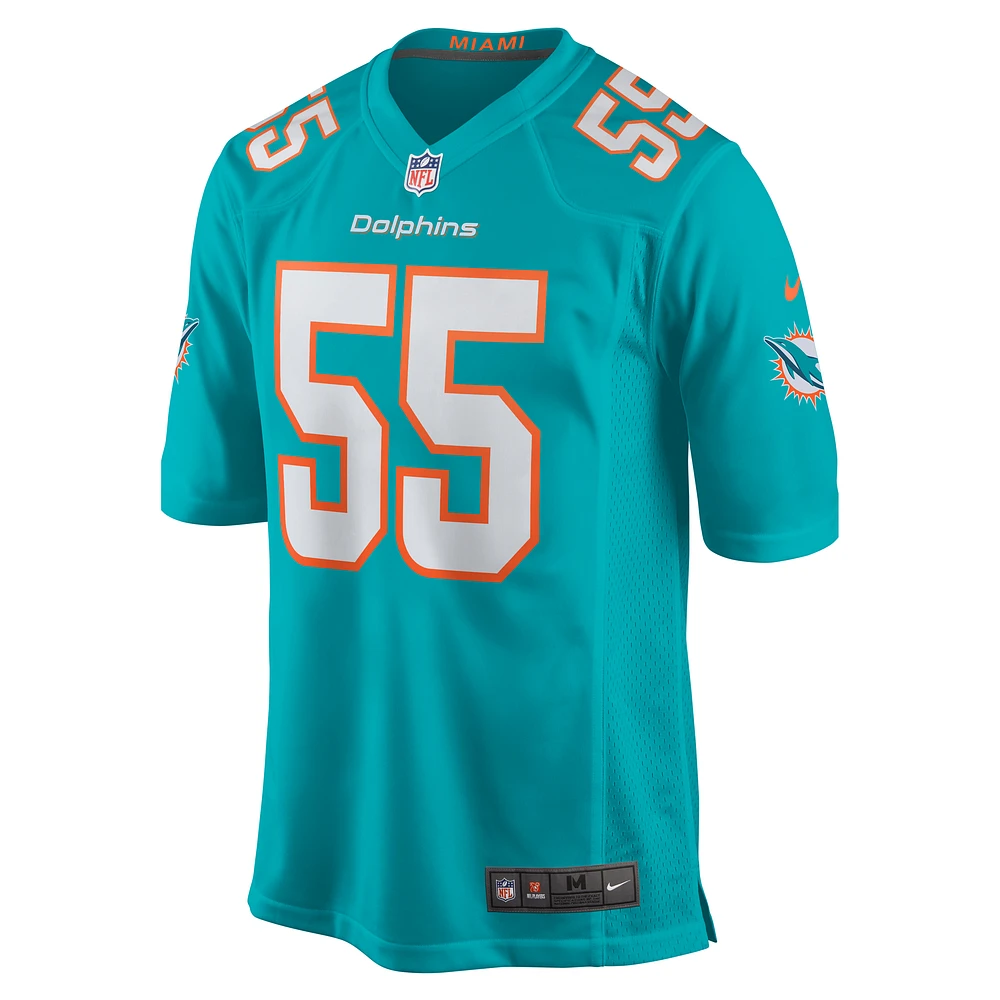 Men's Nike Aaron Brewer  Aqua Miami Dolphins Game Jersey