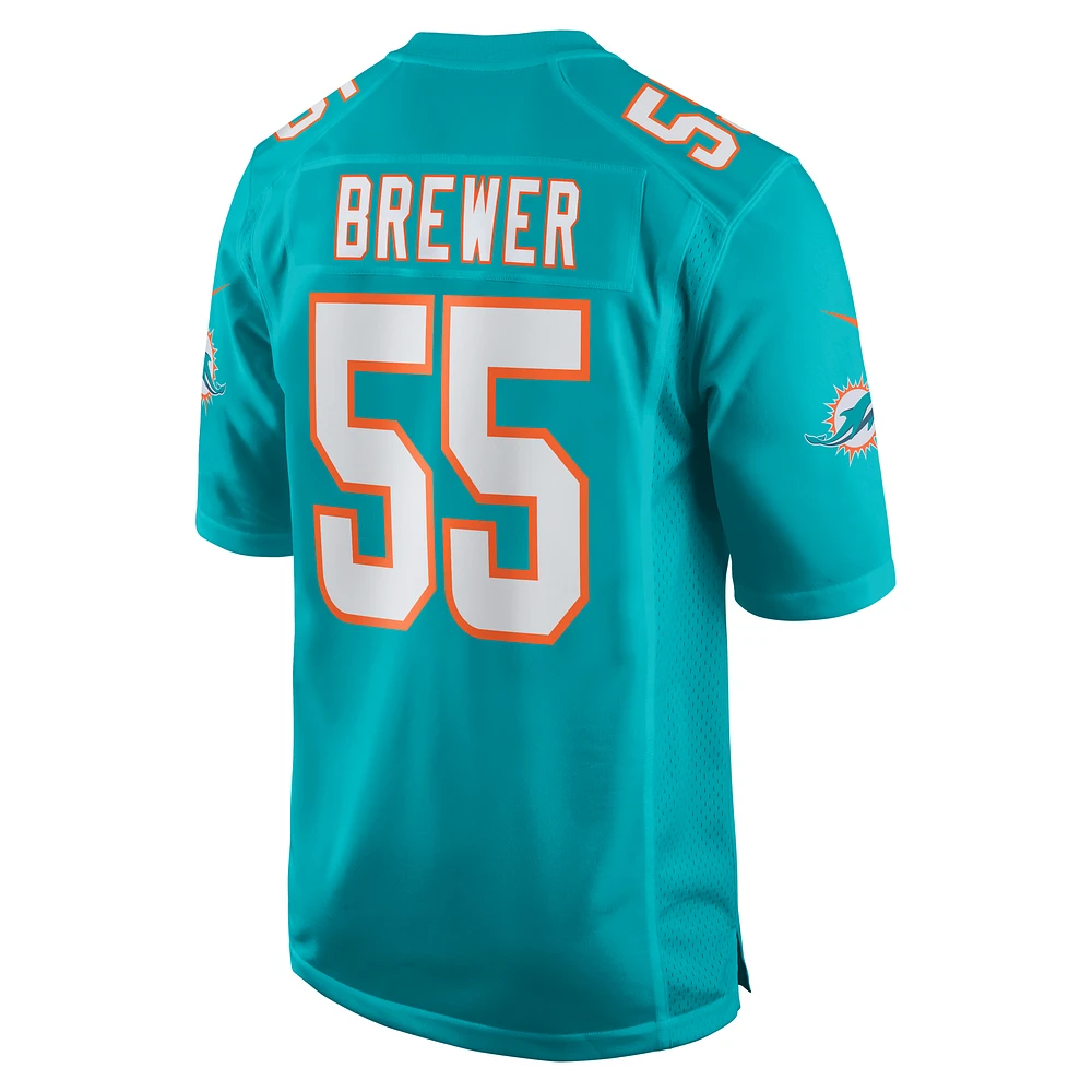 Men's Nike Aaron Brewer  Aqua Miami Dolphins Game Jersey