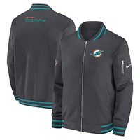 Men's Nike  Anthracite Miami Dolphins Coach Full-Zip Bomber Jacket