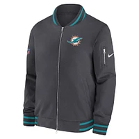 Men's Nike  Anthracite Miami Dolphins Coach Full-Zip Bomber Jacket