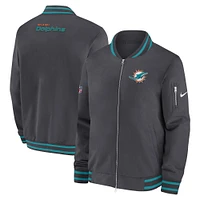Men's Nike  Anthracite Miami Dolphins Coach Full-Zip Bomber Jacket