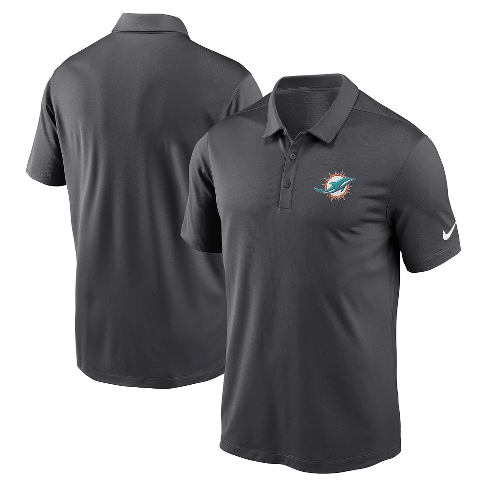 Polo de performance franchise Nike Anthracite Miami Dolphins pour hommes