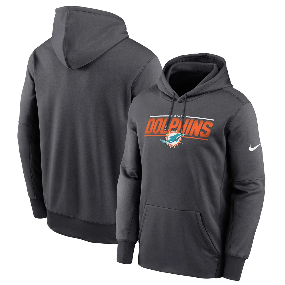 Men's Nike Anthracite Miami Dolphins Team Muscle Performance Fleece Pullover Hoodie