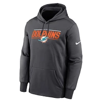 Men's Nike Anthracite Miami Dolphins Team Muscle Performance Fleece Pullover Hoodie