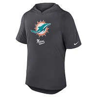 T-shirt à capuche Nike Anthracite Miami Dolphins Tri-Blend Performance pour homme