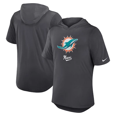 T-shirt à capuche Nike Anthracite Miami Dolphins Tri-Blend Performance pour homme