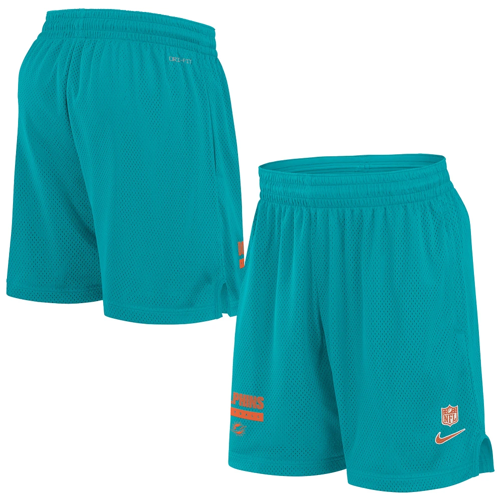 Short en maille Nike Aqua Miami Dolphins 2024 Sideline Performance pour homme