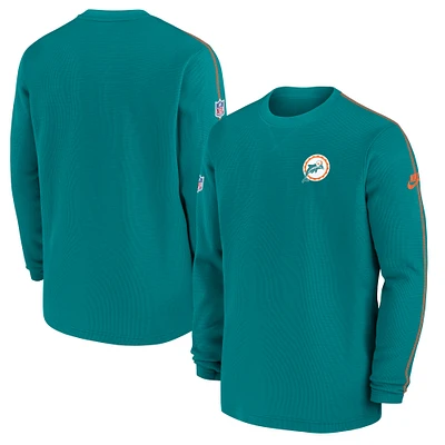 Haut à manches longues Nike Aqua Miami Dolphins Alternate Logo Coach pour homme