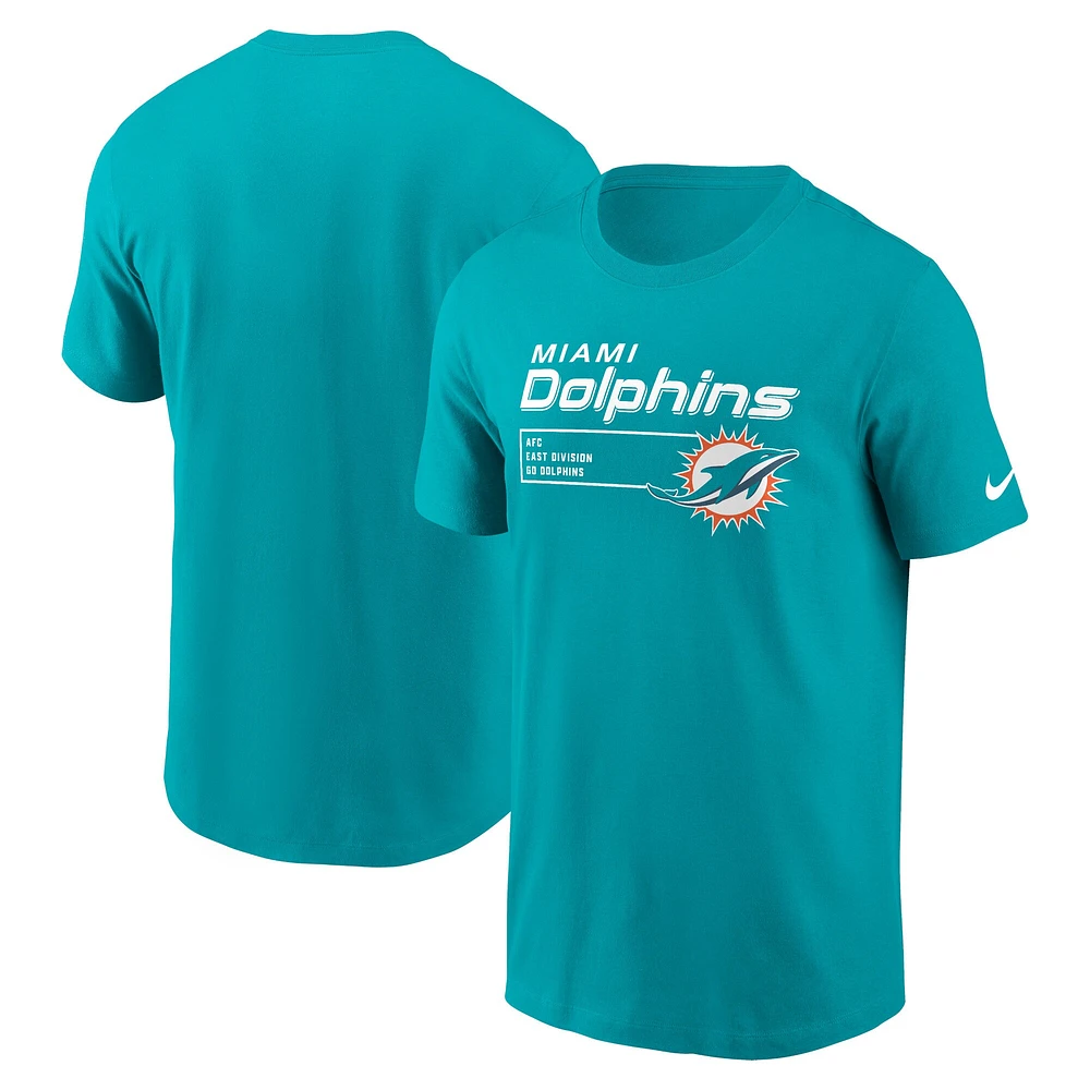 T-shirt essentiel Nike Aqua Miami Dolphins Division pour hommes