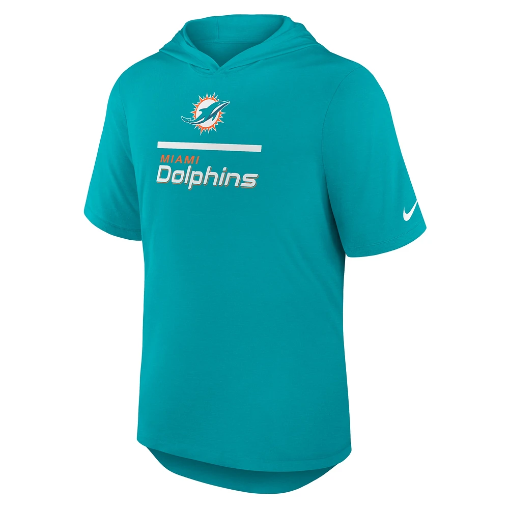 T-shirt à capuche Nike Aqua Miami Dolphins Lockup Tri-Blend pour homme