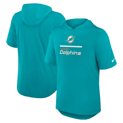 T-shirt à capuche Nike Aqua Miami Dolphins Lockup Tri-Blend pour homme