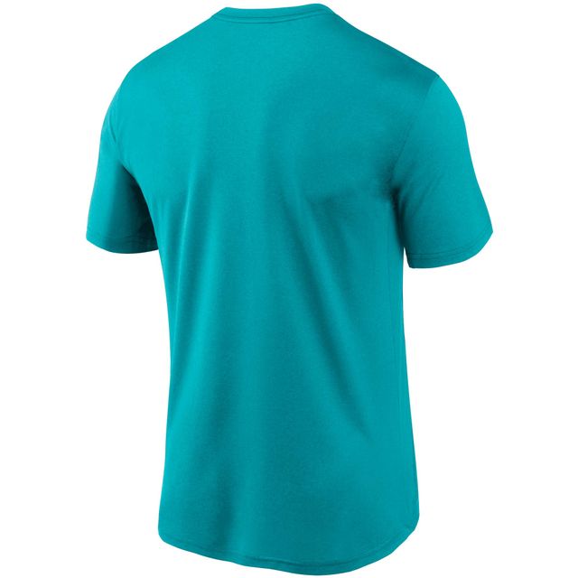 T-shirt de performance Nike pour homme Aqua Miami Dolphins Logo Essential Legend