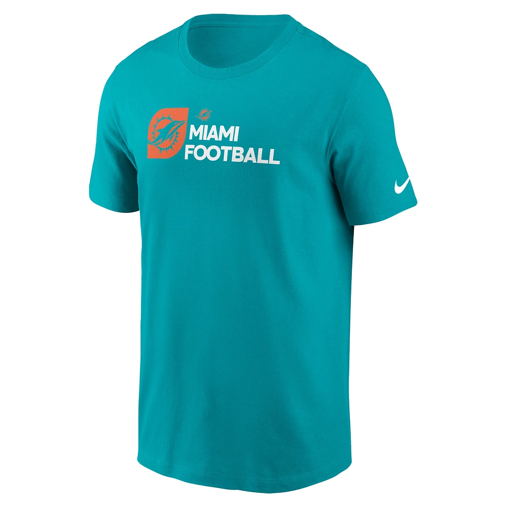 Men's Nike Aqua Miami Dolphins Outline T-Shirt