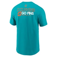 Men's Nike Aqua Miami Dolphins Outline T-Shirt