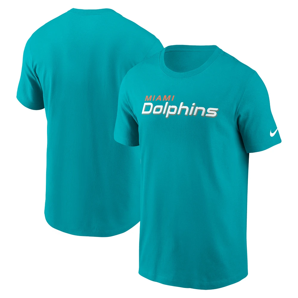 T-shirt essentiel Nike Aqua Miami Dolphins Primetime Wordmark pour hommes