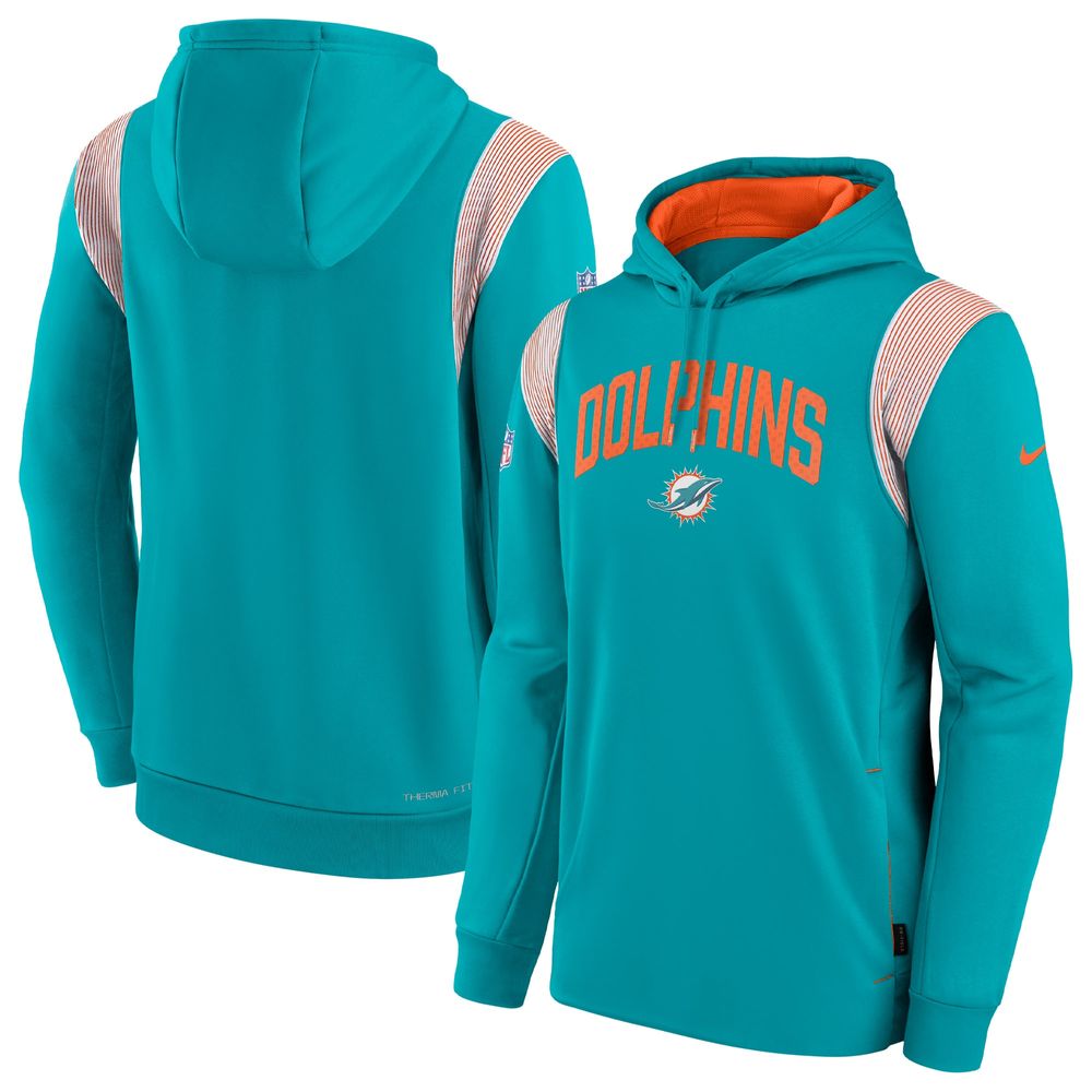 Women's Miami Dolphins New Era Aqua/Orange Throwback Colorblock Full-Zip  Hoodie