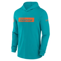 T-shirt à manches longues Nike Aqua Miami Dolphins Sideline Performance pour hommes