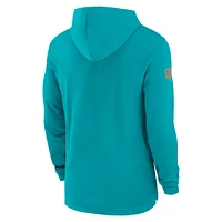 Men's Nike Aqua Miami Dolphins Sideline Hoodie Performance Long Sleeve T-Shirt