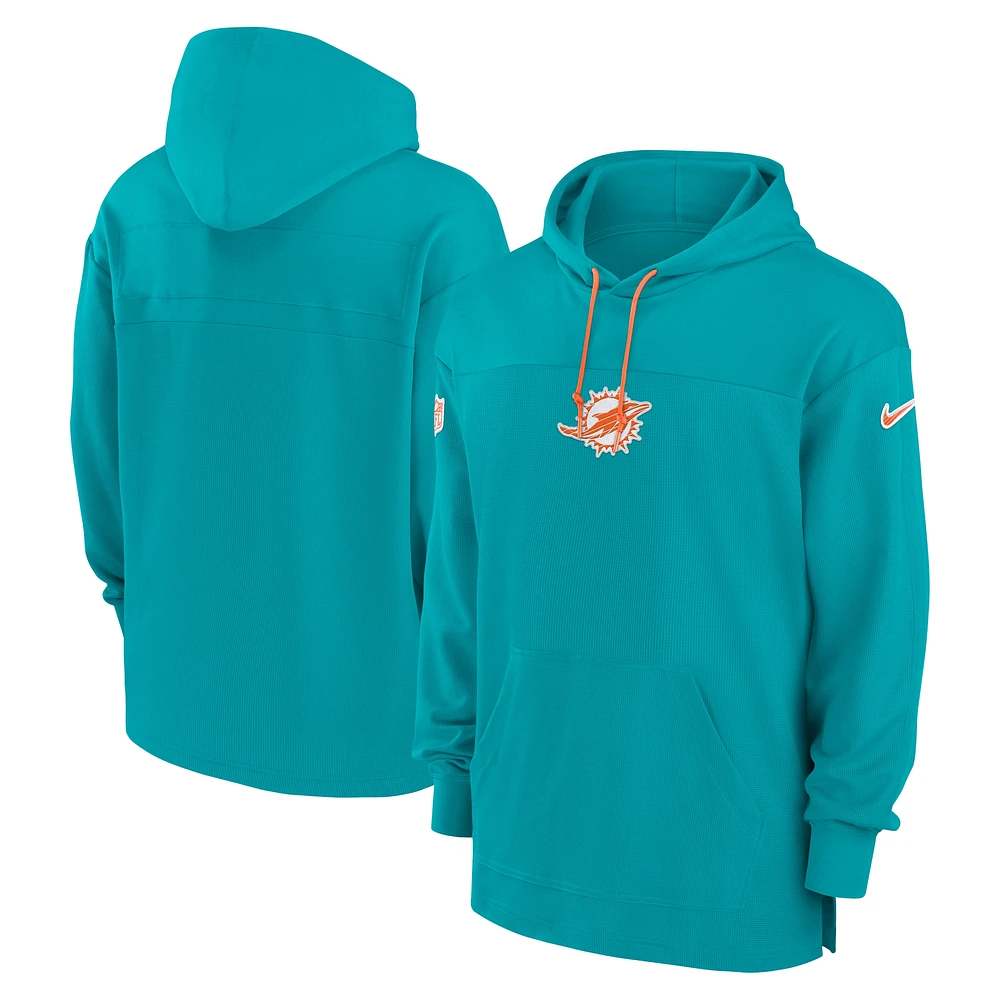 Sweat à capuche Nike Aqua Miami Dolphins Sideline Performance pour homme