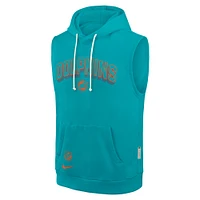 Men's Nike Aqua Miami Dolphins Sideline Performance Sleeveless Pullover Hoodie