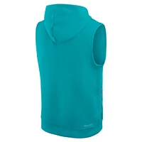Men's Nike Aqua Miami Dolphins Sideline Performance Sleeveless Pullover Hoodie