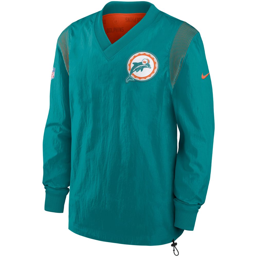 Men's Nike Aqua Miami Dolphins Sideline Team ID Reversible Pullover Windshirt